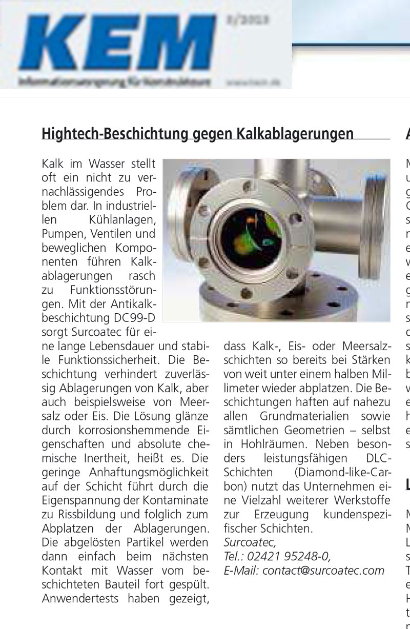 Hightech-Beschichtung gegen Kalkablagerungen
