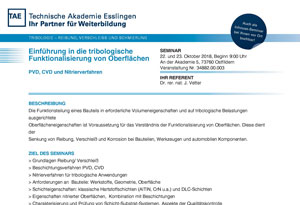 Seminar: Einführung in die tribologische Funktionalisierung von Oberflächen